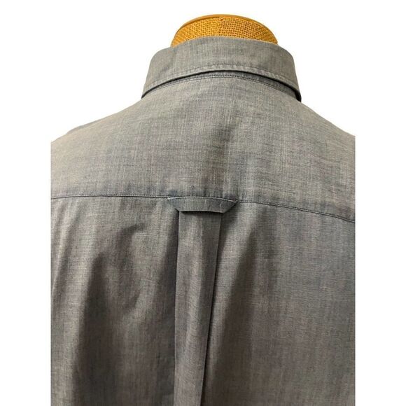 Peter Millar Men's Long Sleeve Dress Shirt Blue Denim Style Logo Blue Size 2XL - Picture 4 of 11